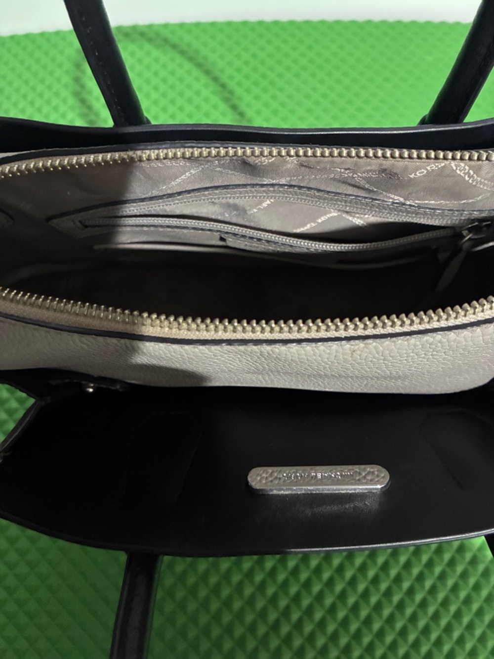 Michael Kors Black, Gray and White Leather Satchel - Picture 3 of 5
